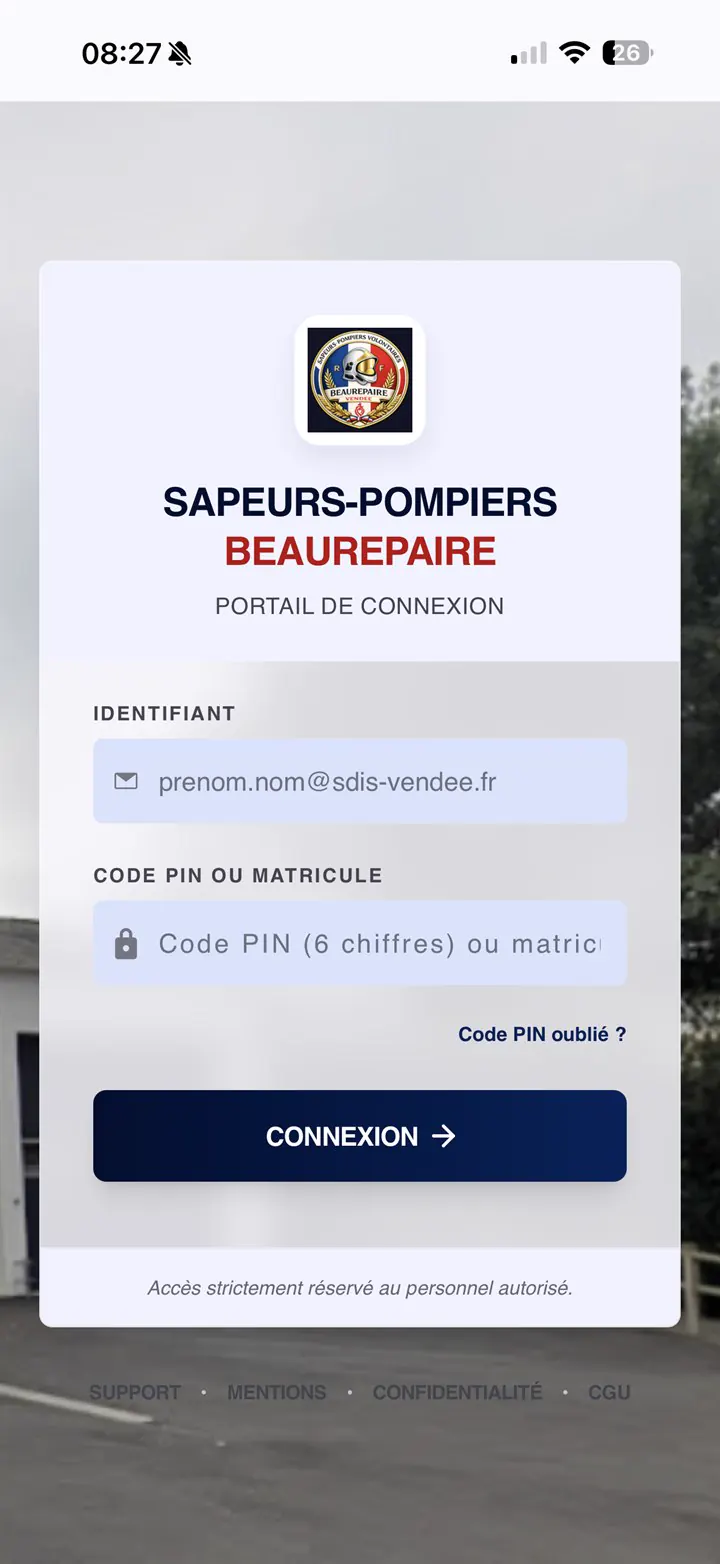 Page d'authentification