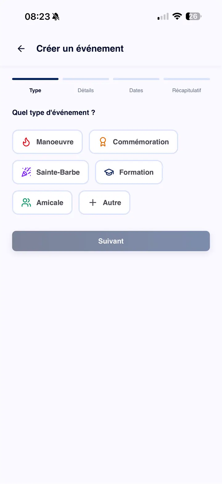 Cr&eacute;ation d'&eacute;v&eacute;nement &mdash; &eacute;tape 1