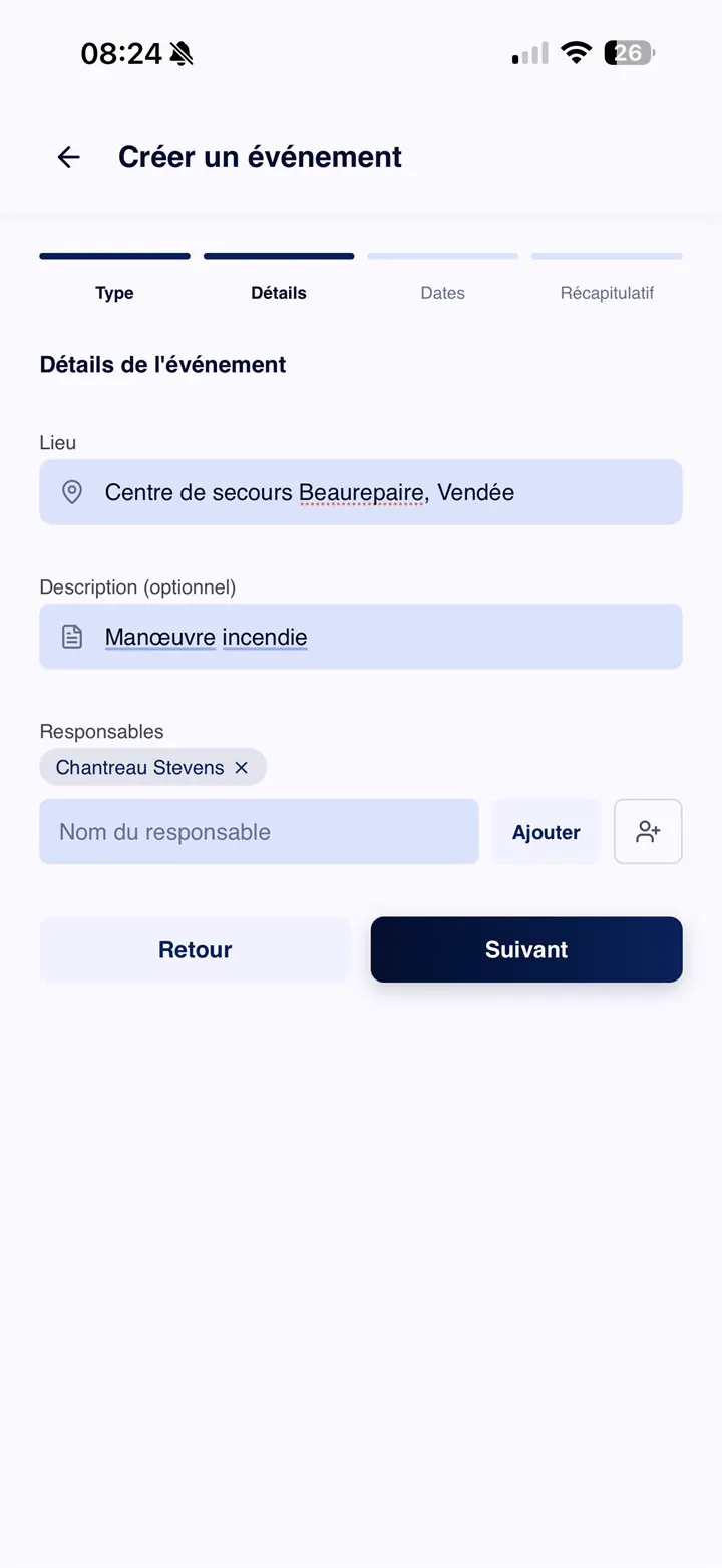 Cr&eacute;ation d'&eacute;v&eacute;nement &mdash; d&eacute;tails