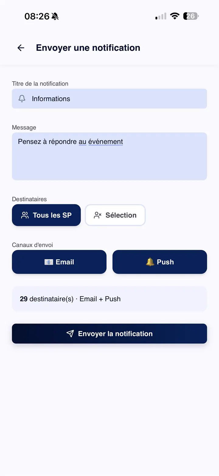 Envoi de notifications email + push